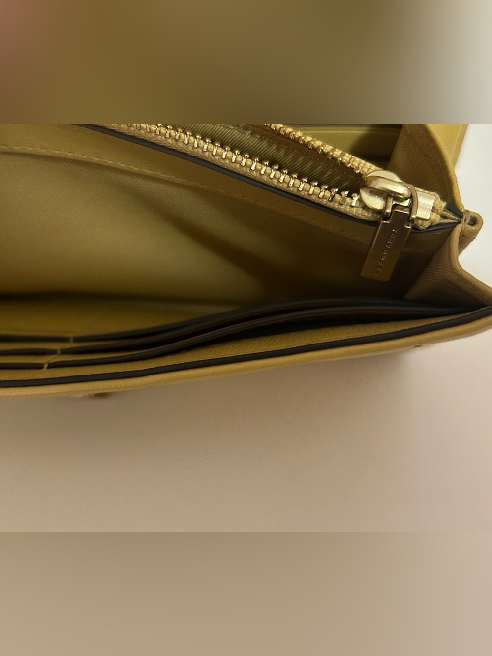 Tory Burch Kira Quilted Envelope Wallet - Mustard Yellow Leather - Picture 8 of 11
